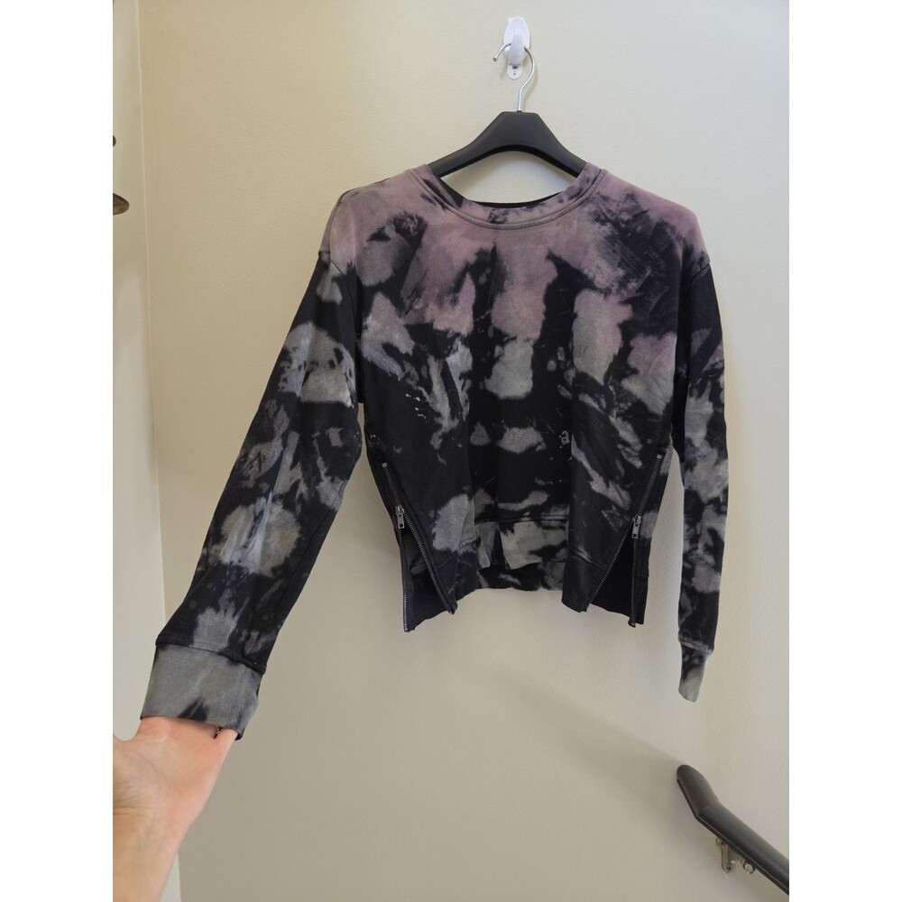 Rails Marlo Black Rainbow Tie-Dye Pullover Sweater Top XS Zipper Sides Grunge